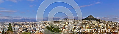 Athens panoramic view with Lycabettus hill from Anafiotika area under Acropolis, Greece Stock Photo
