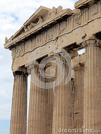 Athens,part of the columns Parthenon Stock Photo