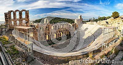 Athens - Ruins of ancient theater of Herodion Atticus in Acropolis, Greece Stock Photo
