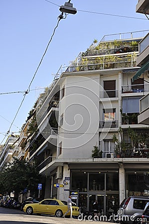 Athens, September 6th: Street view facade from Athens in Greece Editorial Stock Photo