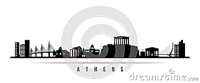 Athens skyline horizontal banner. Vector Illustration