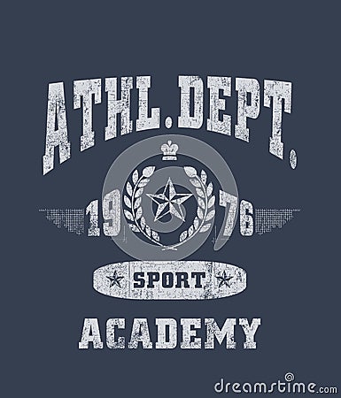 `athl.dept.` typography, sporting tee shirt graphics Stock Photo