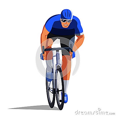 The athlete on the bike is finishing the race. Vector Illustration