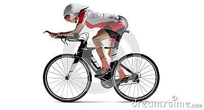 Athlete cyclists in silhouettes on white background. Stock Photo