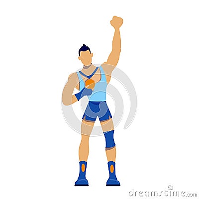 Athlete with gold medal flat color vector faceless character Vector Illustration