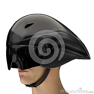 Athlete head with Time trial bicycle helmet Stock Photo