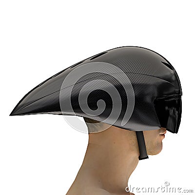 Athlete head with Time trial bicycle helmet Stock Photo