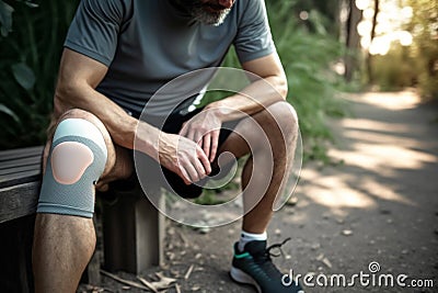 man having knee pain Stock Photo