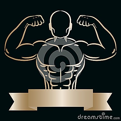 Athlete man gold sketch hand drawn silhouette vector. Vector Illustration