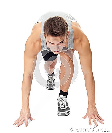 Athlete man ready to run Stock Photo