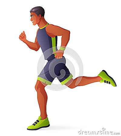 Athlete man running. Isolated vector illustration. Vector Illustration