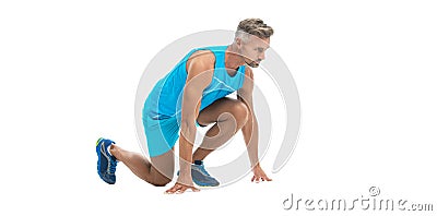 athlete man sport runner sportsman ready to start running isolated on white background Stock Photo