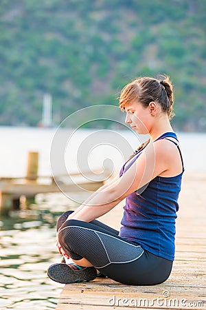 Athlete regain strength Stock Photo