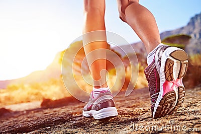 Trail running woman Stock Photo