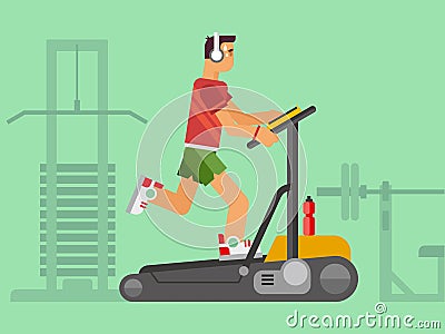 Athlete Running on a Treadmill Vector Illustration