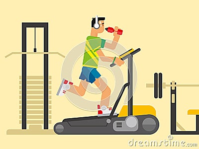 Athlete Running on a Treadmill Vector Illustration