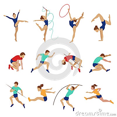 Athlete set isolated on white background. Olympic athletes vector illustration Vector Illustration