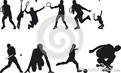 Athlete Silouettes Vector Illustration