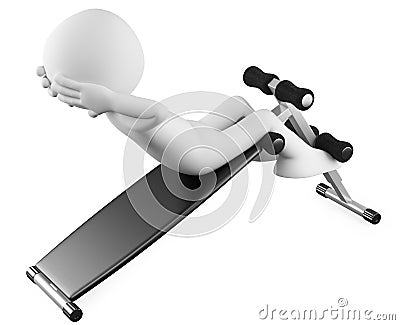 Athlete in a sit-ups bench Stock Photo