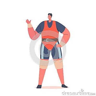 Athlete Sportsman Weightlifter Wear Uniform Isolated on White Background. Weightlifting, Powerlifting or Bodybuilding Vector Illustration
