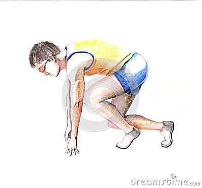 Athlete Sprinting sketch Stock Photo