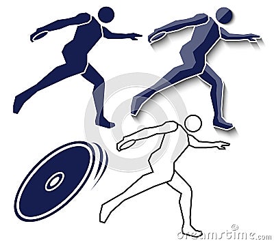 athlete throwing discus flat icon, outline icon on white background, vector set Vector Illustration