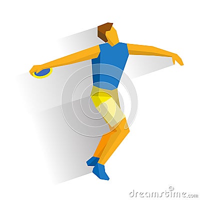 Athlete throwing the discus on white background Vector Illustration