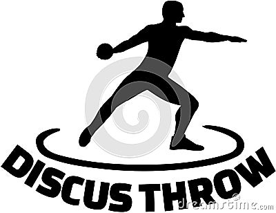 Athlete throwing discus with word Vector Illustration