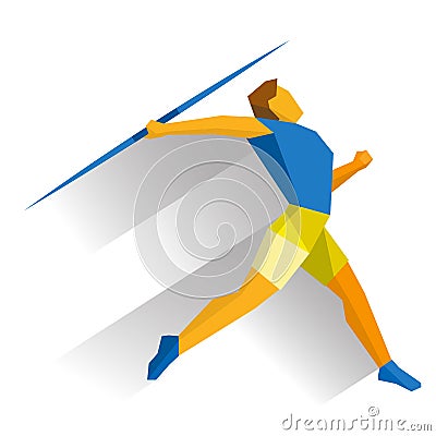 Athlete throwing the javelin on white background Vector Illustration