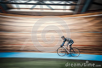 Athlete at velodrome Stock Photo