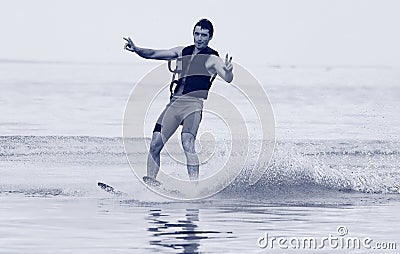 Athlete waterskiing Stock Photo
