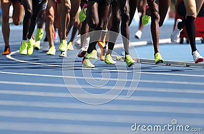 Athletes competing in the 5000m at the Athletic Championship Stock Photo