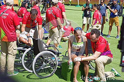 Athletes given medical attention at Rio2016 Editorial Stock Photo