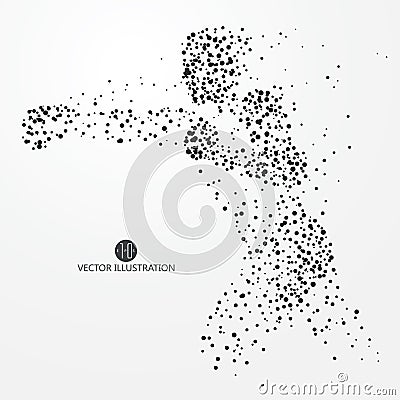 Athletes image composed of particles, illustration. Cartoon Illustration