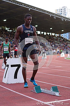 Athletes preparing for 400 m run Editorial Stock Photo