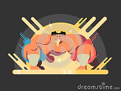 Athletes sumo fight Vector Illustration