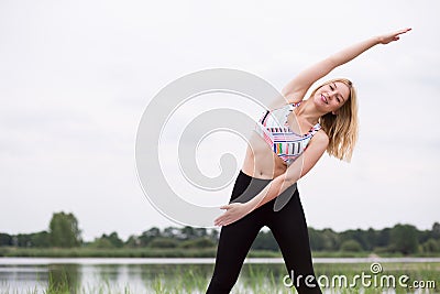 Athletic beautiful woman doing sport Stock Photo