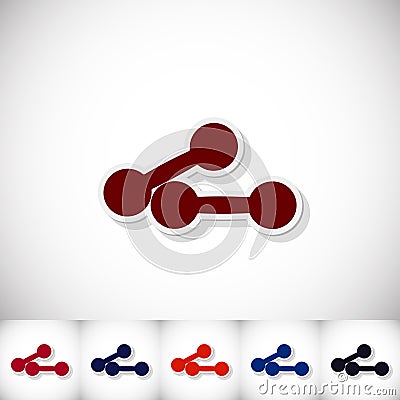 Athletic dumbbell. Flat sticker with shadow on white background Vector Illustration