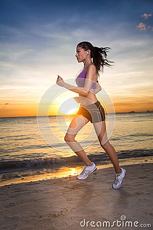 Athletic female runner, morning jog Stock Photo