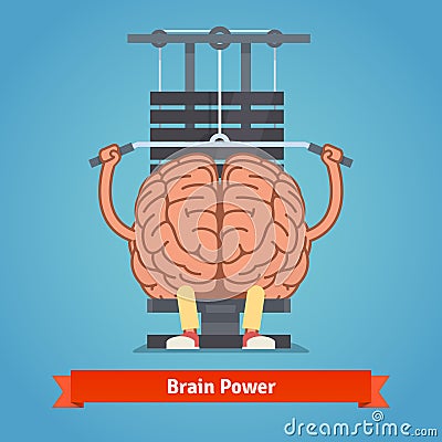 Athletic and fit brain doing heavy weight training Vector Illustration