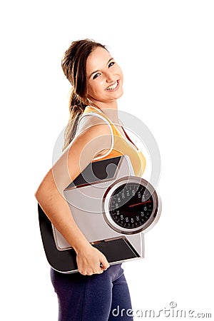 Athletic girl with a scale Stock Photo