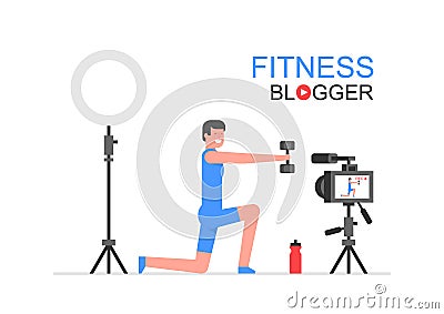 Athletic man blogger Vector Illustration