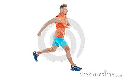 athletic man sport runner sportsman running and joggig in sportswear has stamina isolated on white background Stock Photo