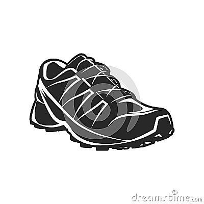 Athletic sport shoe black and white illustration Vector Illustration