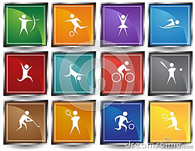 Athletic Square Buttons Vector Illustration
