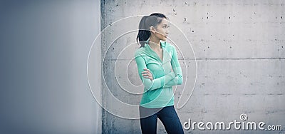 Athletic young woman looking to side Stock Photo