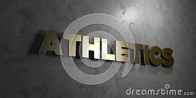 Athletics - Gold text on black background - 3D rendered royalty free stock picture Stock Photo