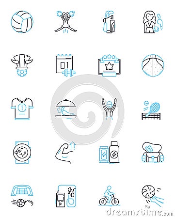 Athletics linear icons set. Sprinting, Running, Jumping, Hurdling, Pole vault, High jump, Long jump line vector and Vector Illustration
