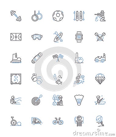 Athletics line icons collection. Sprint, Marathon, Relay, High-jump, Long-jump, Shot-put, Javelin vector and linear Vector Illustration
