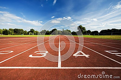 Athletics running track Stock Photo